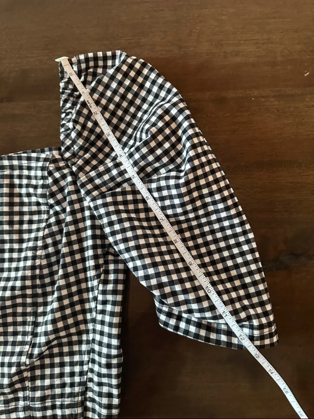 Topshop Black and White Gingham Puff-Sleeve Crop Top US 6